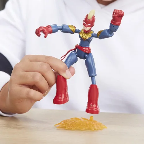 Vista 5 de Avengers Marvel Bend and Flex - Figura de acción flexible de Capitán Marvel de 6 pulgadas, incluye accesorio Blast, para niños a partir de 4 años