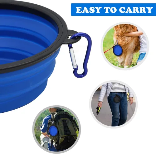 Vista 3 de Paquete de 2 cuencos de viaje para perros pequeños, cuencos plegables para agua para gatos, plato portátil para alimentación de mascotas