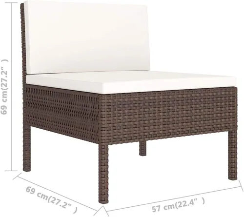 Vista 7 de 3-Piece Modular Outdoor PE Rattan Garden Sofa Set, Brown