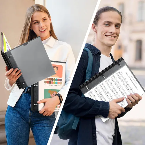 Vista 7 de WOT I Paquete de 1 Carpeta de Anillas Telescópica de 3 Anillas - Cubierta Personalizable, 5 Divisores y Carpeta de Bolsillo en un Organizador Negro