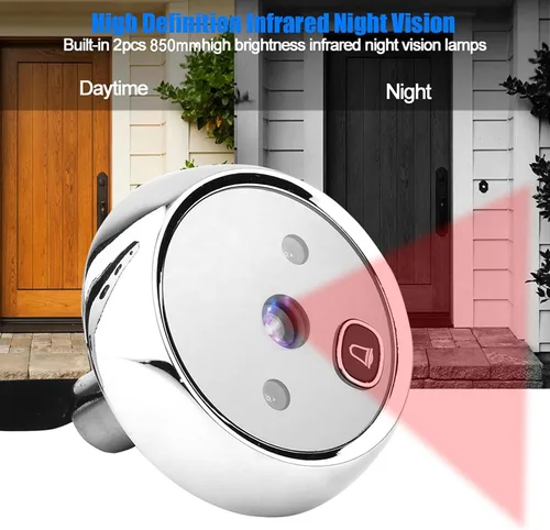 Vista 5 de Peephole - Timbre de video de 3 pulgadas, pantalla TFT LCD de 120 grados, timbre visual inteligente con cámara de visión nocturna IR de 1MP