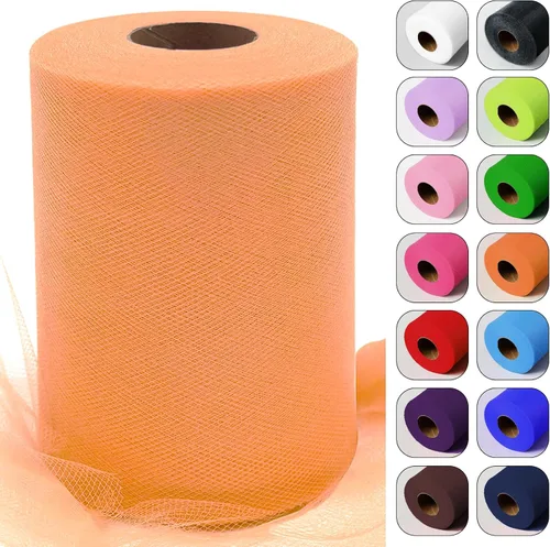 Vista 30 de Rollos de tela de tul verde ácido de 6 pulgadas por 100 yardas (300 pies) Cinta de tul para tutú, falda, envoltorio de regalo, decoración de boda