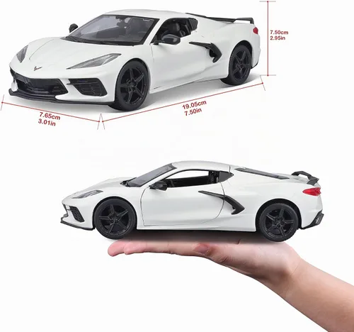 Vista 11 de Maisto Línea de montaje a escala 1:24 Chevrolet Corvette Stingray Coupe 2020, color blanco