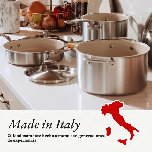 Vista 6 de Made In Cookware - Cacerola antiadherente CeramiClad de 2 cuartos de galón con tapa, revestimiento de acero inoxidable de 5 capas con mango que se