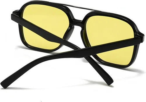 Vista 4 de ADE WU Gafas de sol cuadradas de moda para mujer y hombre, diseño de moda, estilo aviador, gafas de sol