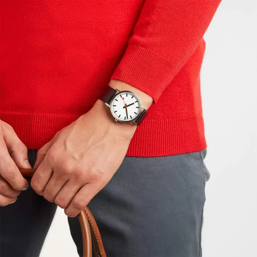 Vista 6 de Mondaine Reloj negro de cuarzo suizo A660.30360.16OM SBB para hombre, Classic