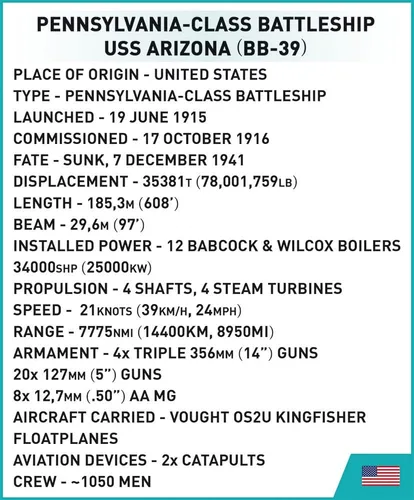 Vista 10 de COBI - Colección histórica de la Segunda Guerra Mundial, USS Arizona (BB-39)