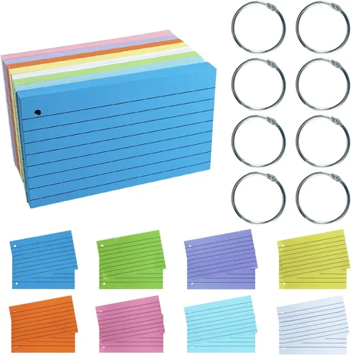 Vista 7 de TFLFL Tarjetas de Papel de Índice de 3 x 5 pulgadas, 1200PCS Tarjetas Flash, Tarjetas de Papel de Notas Delgadas de 8 Colores Rayadas, Tarjetas