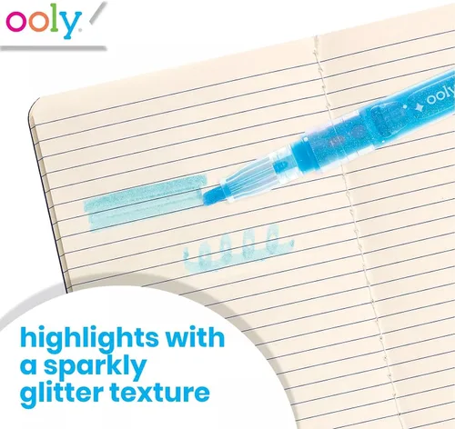 Vista 3 de OOLY Oh My Glitter - Resaltadores de tinta líquida con purpurina de neón, juego de 6 rotuladores con punta de cincel, sin ácidos, a partir de 8 años