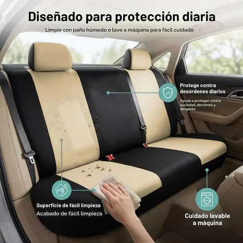 Vista 5 de FH Group Funda para Asiento de Coche para Asiento Trasero de Tela - Ajuste Universal para Coches con Banco Sólido, Protector de Asiento de Coche