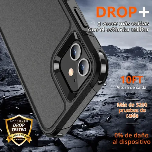 Vista 3 de SPIDERCASE Funda diseñada para iPhone 12/iPhone 12 Pro, protección contra caídas de grado militar de 10 pies, con 2 protectores de pantalla