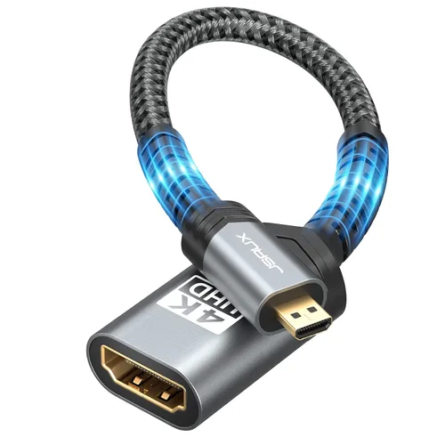 Vista 8 de JSAUX Adaptador Micro HDMI a HDMI, Cable Adaptador Micro HDMI Macho a HDMI Hembra, 4K@60Hz HDR 3D 18Gbps - Negro