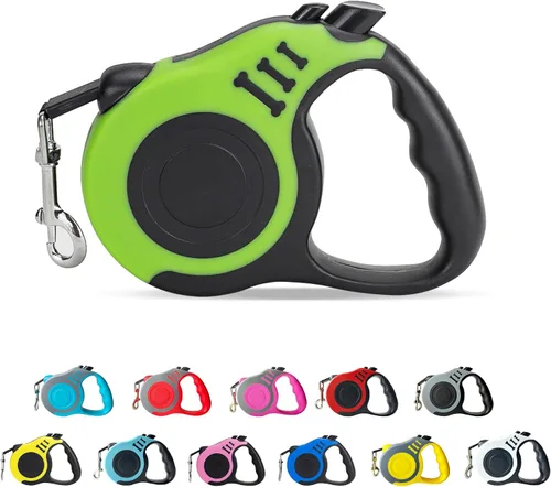 Vista 10 de Correa retráctil para perros pequeños y medianos, automática, telescópica, cinta para mascotas de 10/16 pies, duradera y práctica, con asa A1- rosa