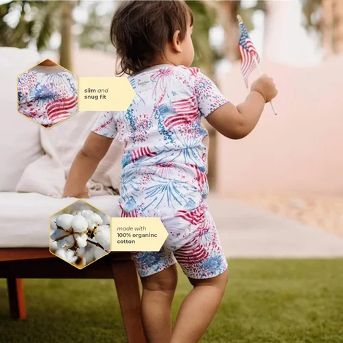 Vista 2 de Burt's Bees Baby Pijama para bebé, camiseta de manga corta y pantalones cortos