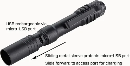 Vista 5 de Streamlight 66601 MicroStream - Linterna de 250 lúmenes, 1,150 candelas, color negro 250 lumens; 1,150 candela peak beam; USB rechargeable