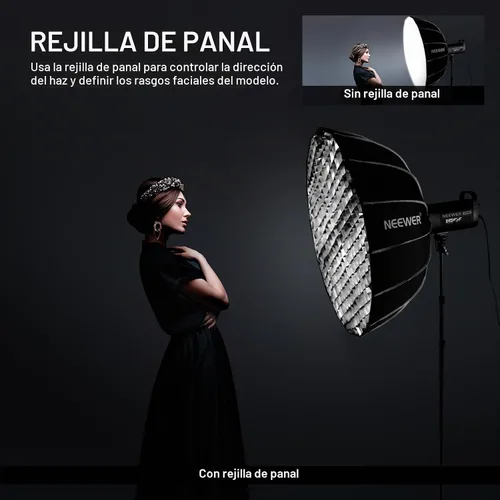 Vista 4 de NEEWER 33.5"/85cm Softbox parabólico hexadecágono, instalación rápida/plegable como paraguas con montaje Bowens, plato de belleza