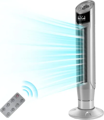 Vista 18 de Antarctic Star Ventilador de torre portátil de piso Ventilador oscilante de 85°, refrigeración silenciosa, temporizador de 12H, control remoto, sin