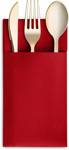Vista 9 de Paquete de 50 servilletas desechables de lino con bolsillo integrado para cubiertos, color rojo brillante, como servilletas de papel para Navidad