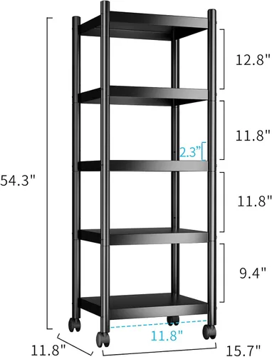 Vista 3 de VETALLO Estantes de metal de 5 niveles, estantes para cocina, estante de almacenamiento para cocina, garaje, despensa, organizador de armario