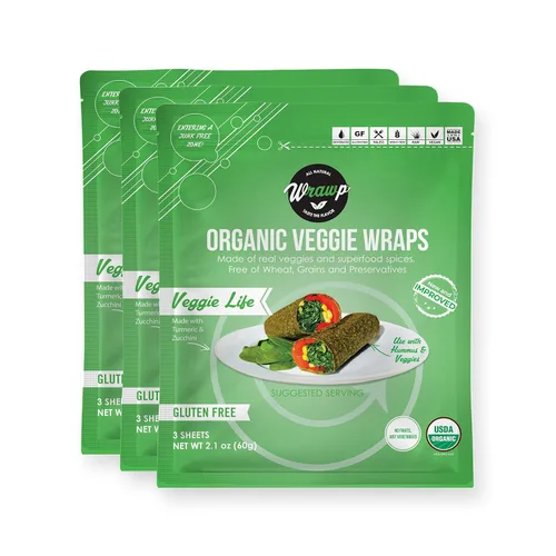 Vista 11 de WrawP Paquete variado de mini envoltura vegetal orgánica de 3 sabores (original, espirulina, vida vegetal) estable en el estante, todo natural, sin
