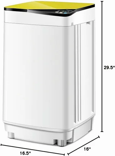 Vista 9 de Mini lavadoras portátiles completamente automáticas, capacidad de carga de 7.7 libras, con luz giratoria y barril integrada para dormitorios