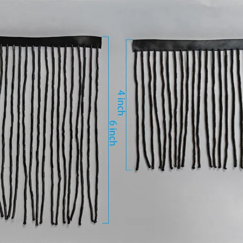 Vista 3 de Ribete de flecos con cuentas, cinta con borlas de 4 pulgadas de ancho, 1 yarda de largo para manualidades, decoración de ropa (negro)