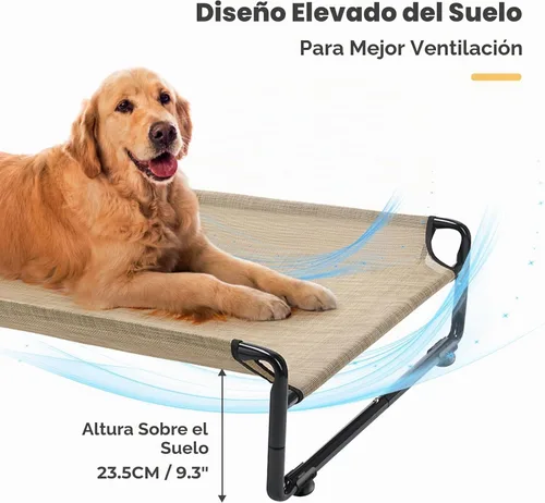 Vista 4 de Veehoo Camas elevadas para perros grandes, cuna lavable con reposacabezas laterales, cama elevada para perros al aire libre con patas