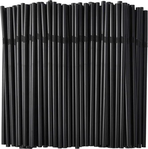 Vista 12 de ALINK Paquete de 100 pajitas flexibles negras para beber, pajitas flexibles de plástico desechables, 7.75 x 0.23 pulgadas
