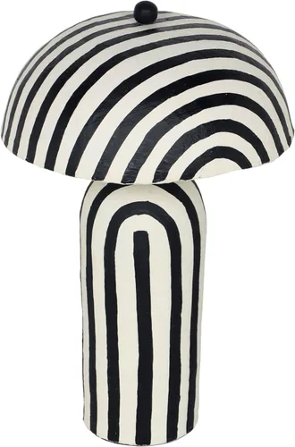 Vista 3 de Tov Furniture Maiori Negra Rayada Lámpara de Mesa de Papel Maché Rayas negras