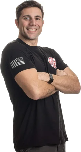 Vista 4 de Firefighter Maltese Cross Fire Fighter Rescue Courage Honor Camiseta Línea Roja Negro