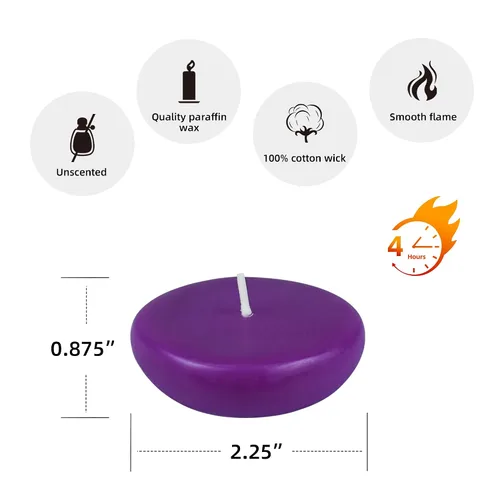 Vista 5 de Velas flotantes moradas de 2 1/4 pulgadas