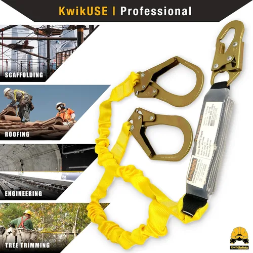 Vista 6 de KwikSafety - Charlotte, NC - Python [Amortiguador externo] Cordón de seguridad de doble pierna de 6 pies OSHA ANSI Equipo de retención de protección