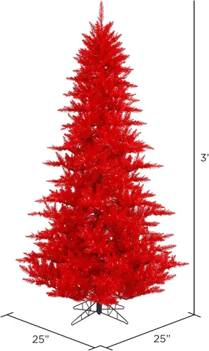 Vista 2 de Vickerman Árbol de Navidad artificial de abeto rojo de 3 pies sin luz, decoración interior de temporada para el hogar