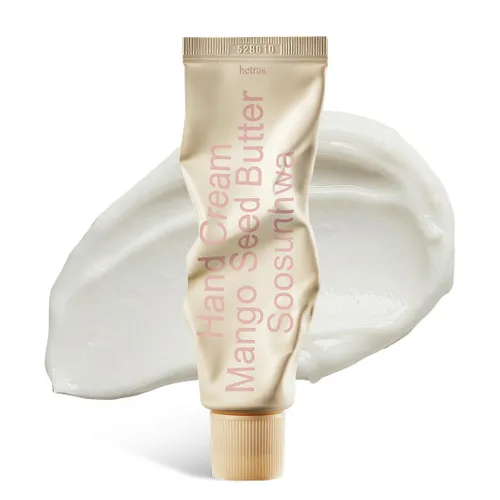 Vista 19 de hetras. Crema de manos con perfume Hinoki - Aroma fresco de ciprés Hidratante de manos coreano sutil perfumado con semilla de mango y manteca