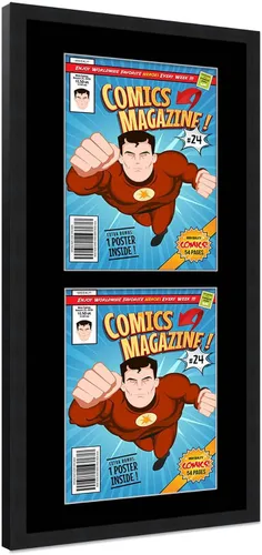 Vista 79 de Poster Palooza Marco de cómic con paspartú para 1 cómic de la Edad de Bronce publicado entre 1970 y 1985, marco de cómic negro para cómic de 7.25 x