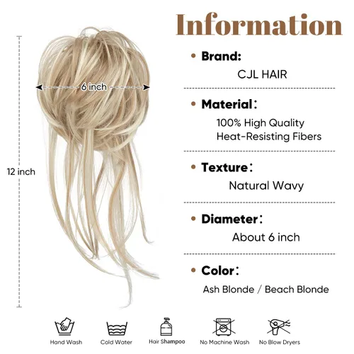 Vista 3 de Extensiones de cabello rizado con cola de caballo, cabello sintético con coleta recta, coleteros para mujer, rubio ceniza/rubio playa