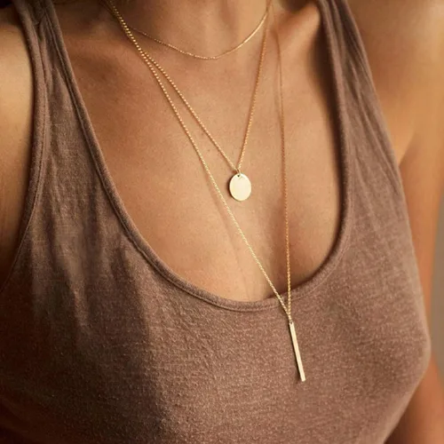 Vista 2 de Collares delicados para mujer, collares en capas, collar de gargantilla chapado en oro, joyería para mujer