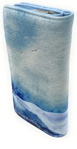 Vista 2 de Shag Wear Mystic Dolphin - Cartera de playa grande para mujeres y adolescentes, piel sintética vegana, color azul, 7 pulgadas, Delfín Místico Azul