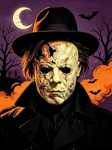 Vista 7 de GTETKDE Máscara de Halloween de Michael Myers 2026 para disfraz de terror y cicatriz 1 máscara de sangre