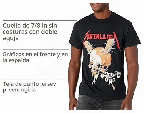 Vista 3 de Metallica Camiseta Metallica Damage Inc Tour para hombre Negro