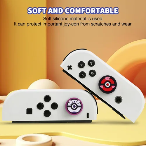 Vista 4 de DLseego PK Balls - 4 tapas de agarre para el pulgar regular NS SwitchSwitch LiteSwitch OLED, Pika Joy Con controlador de joystick cubierta