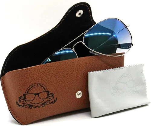 Vista 7 de Modern Eyewear Funda de cuero para gafas de sol portátil para mujeres y hombres