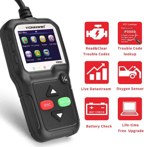 Vista 3 de KONNWEI Herramienta de diagnóstico OBD2 lector de código de coche KW680 Herramienta de escaneo de luz de control mejorado OBD II escáner