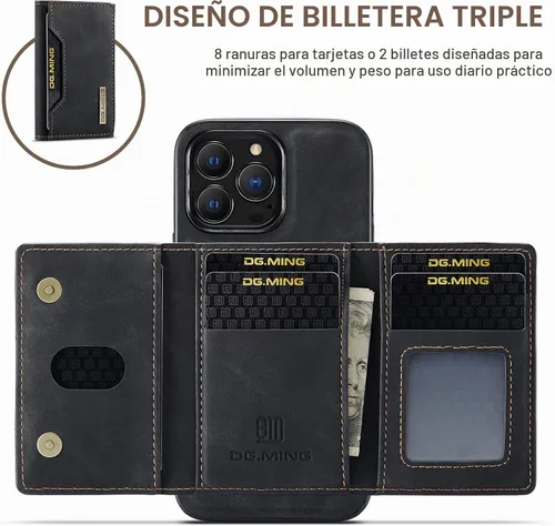 Vista 4 de Fundas de cuero tipo cartera para teléfono compatibles con iPhone 14 Pro Max con tarjetero para hombres de 6.7 pulgadas, contraportada desmontable 2