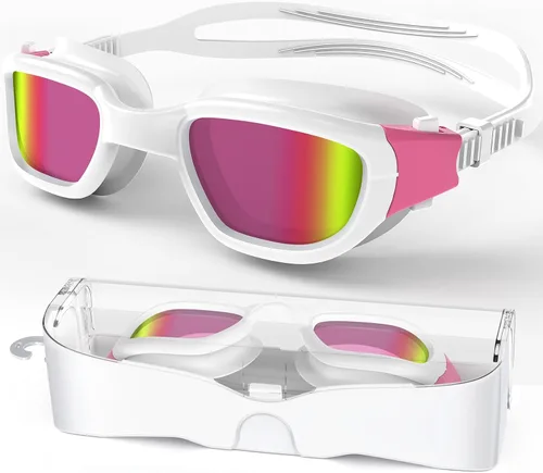 Vista 9 de Gafas de natación polarizadas, gafas de natación unisex para adultos, antivaho, anti UV, vista amplia, gafas de piscina para hombres y mujeres