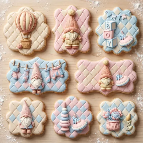 Vista 4 de Baby Shower Silicone Mold Gnome Baby Toy Fondant Mold Set Of 3 Hot Air Balloon Baby Clothes Chocolate Mold Birthday Party Cake Decoration Cupcake