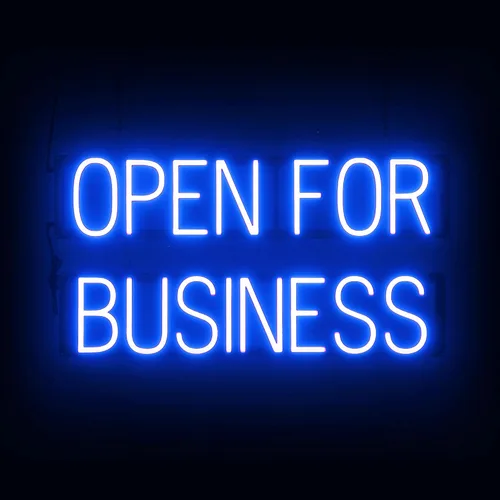 Vista 14 de SpellBrite Letrero LED Neon OPEN para negocios - Azul, 17" x 6