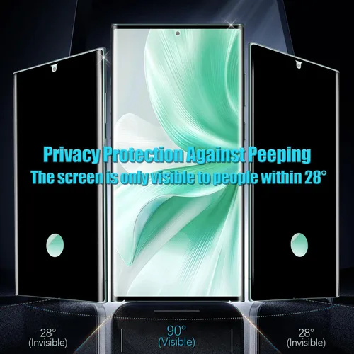 Vista 6 de Slanku Protector de pantalla para Samsung Galaxy S22 Ultra Privacy Glass 3D Negro