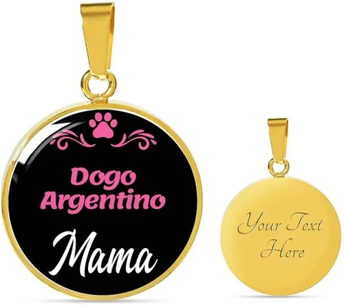 Vista 3 de Express Your Love Gifts Dogo Argentino - Collar con colgante circular de acero inoxidable o oro de 18 quilates, 18-22 pulgadas, colgante de perro