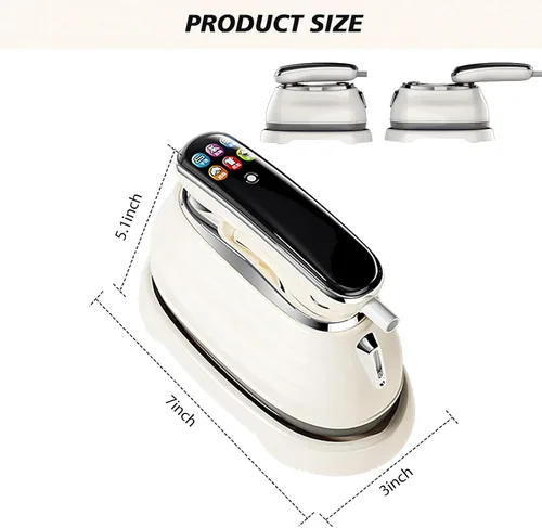 Vista 8 de Vaporizador de ropa de viaje de 1200 W, vaporizador y plancha de mano 2 en 1, planchado inteligente de equipo 5+1 con pantalla digital